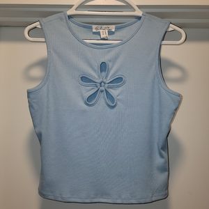 Birch and stone Blue Ribbed Tank Keyhole Women's Sz M spring summer